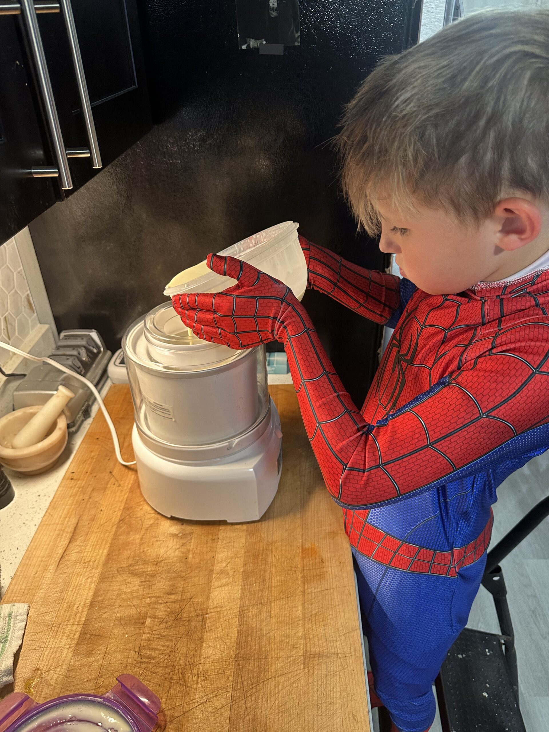 Making ice cream.