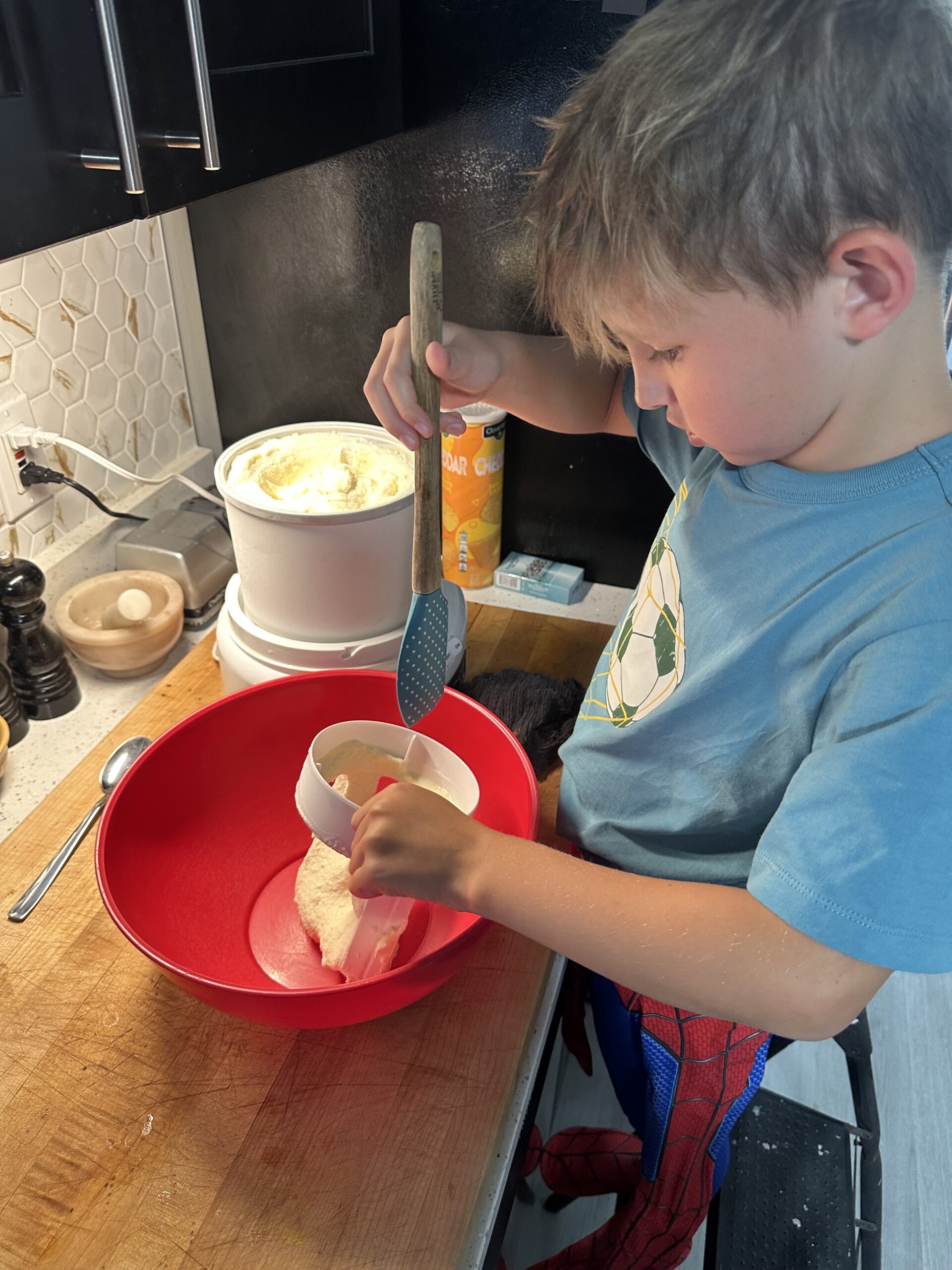 Making ice cream.