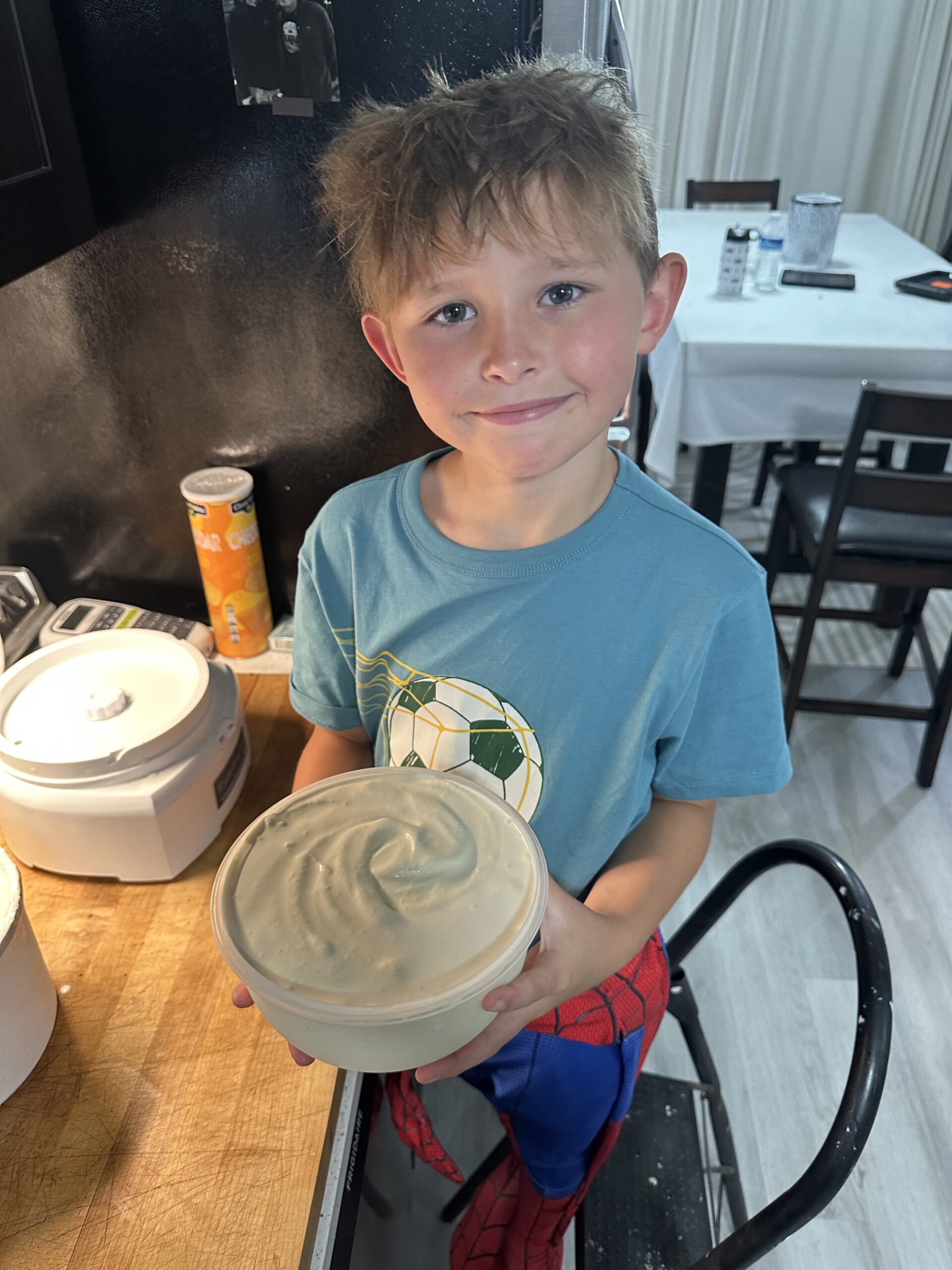 Making ice cream.